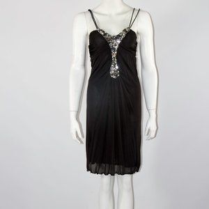 PATRICIA PEPE Beaded Cocktail Black Dress Party Sz 2 NEW 350$